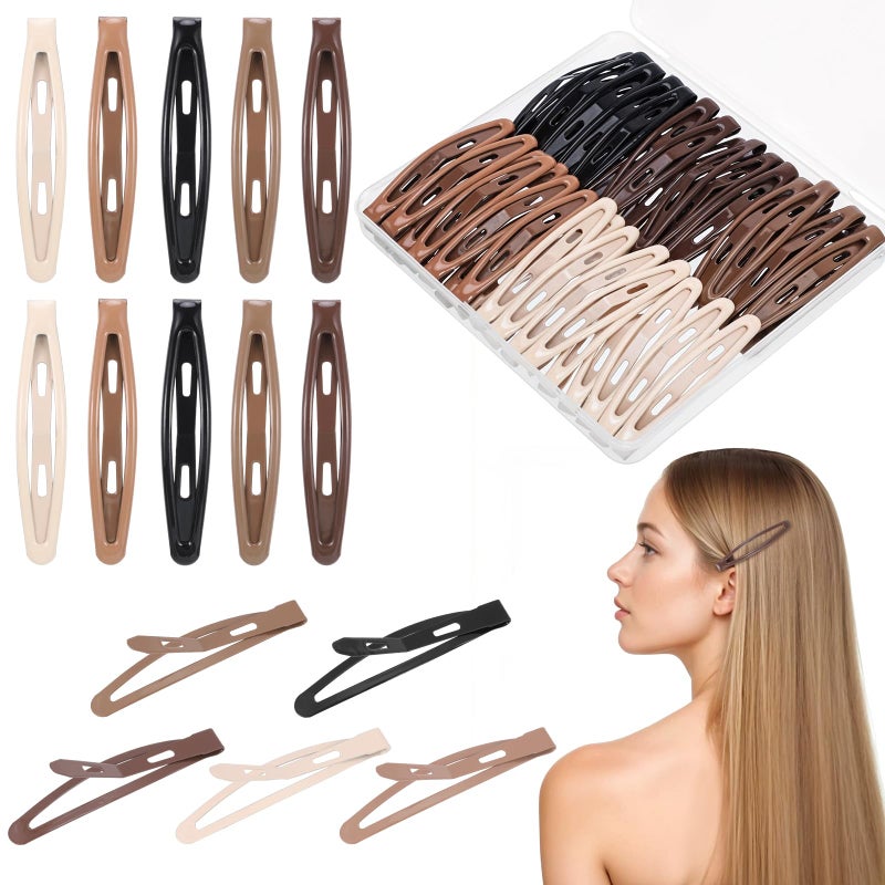 obeoby 40 Pcs 5 Colors Metal Snap Hair Clips 236 Inch Hair Barrettes Hair Accessories for Women Girls