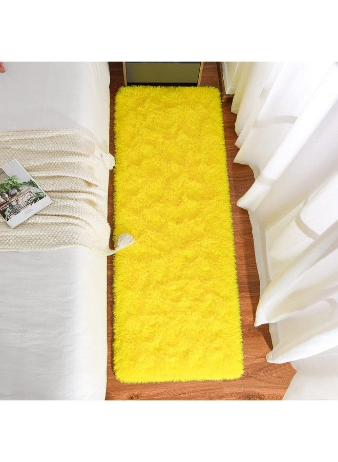Keeko Fluffy Rugs 2X6Ft Cute Runner Rugs For Bedroom High Pile Beside Rug For Living Room Indoor Throw Rugs For Girls Kids Room Home Yellow - Image 4