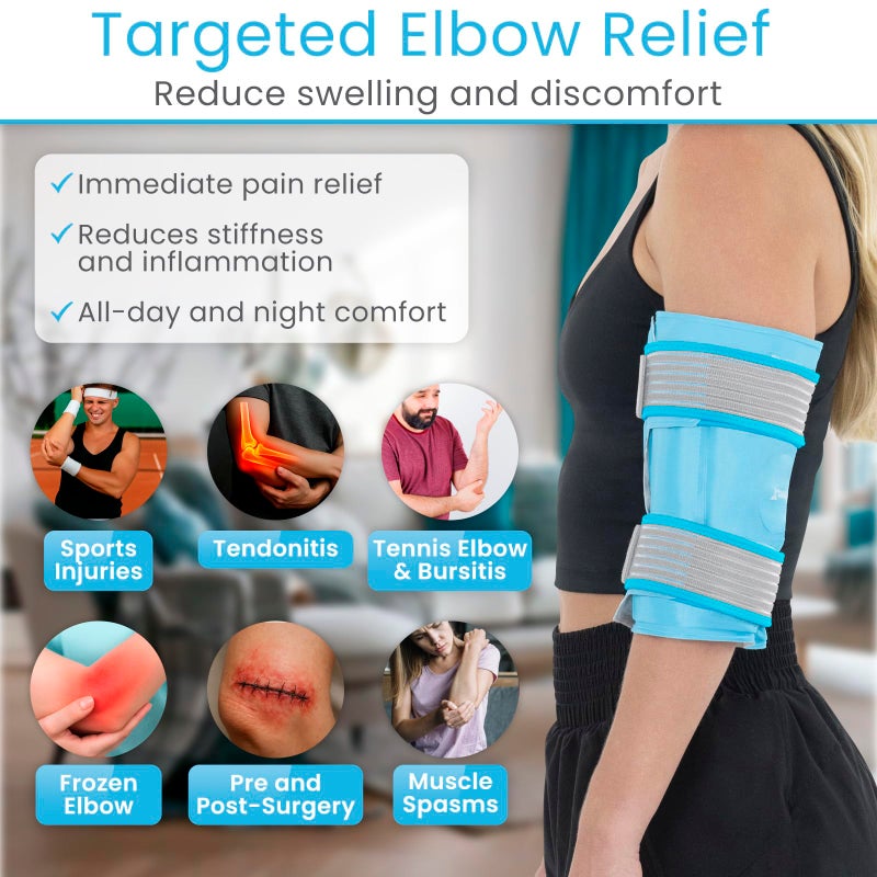Arctic Flex Elbow Ice Pack Wrap for Tendonitis & Tennis Elbow - Reusable Ice Pack for Elbow with Cold Compression & Adjustable Straps - Sleeve for Injuries & Pain Relief (Blue) - Image 3