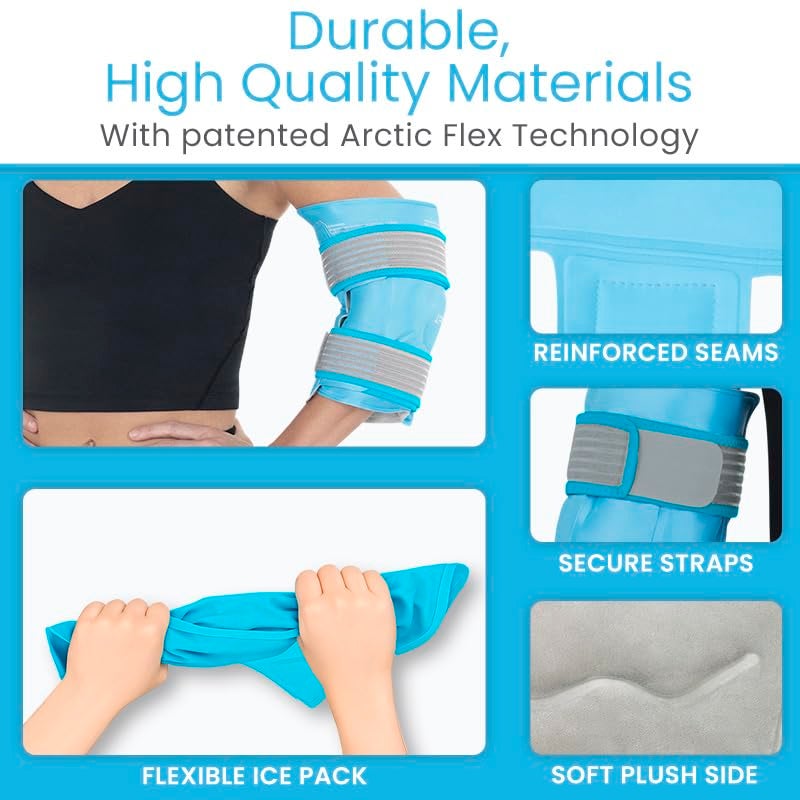 Arctic Flex Elbow Ice Pack Wrap for Tendonitis & Tennis Elbow - Reusable Ice Pack for Elbow with Cold Compression & Adjustable Straps - Sleeve for Injuries & Pain Relief (Blue) - Image 4