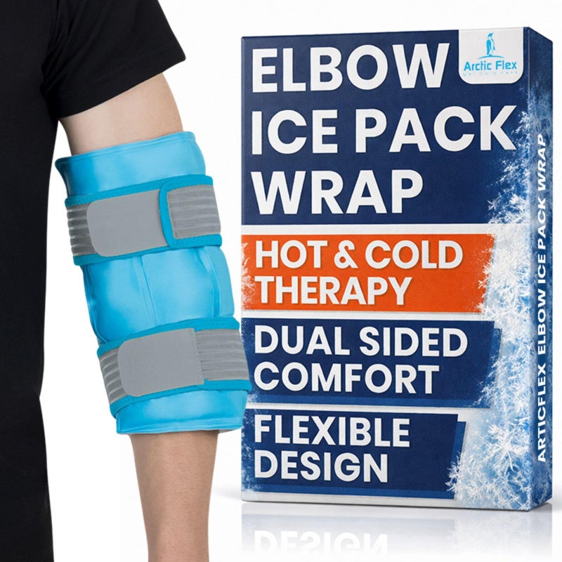 Arctic Flex Elbow Ice Pack Wrap for Tendonitis & Tennis Elbow - Reusable Ice Pack for Elbow with Cold Compression & Adjustable Straps - Sleeve for Injuries & Pain Relief (Blue) - Image 1