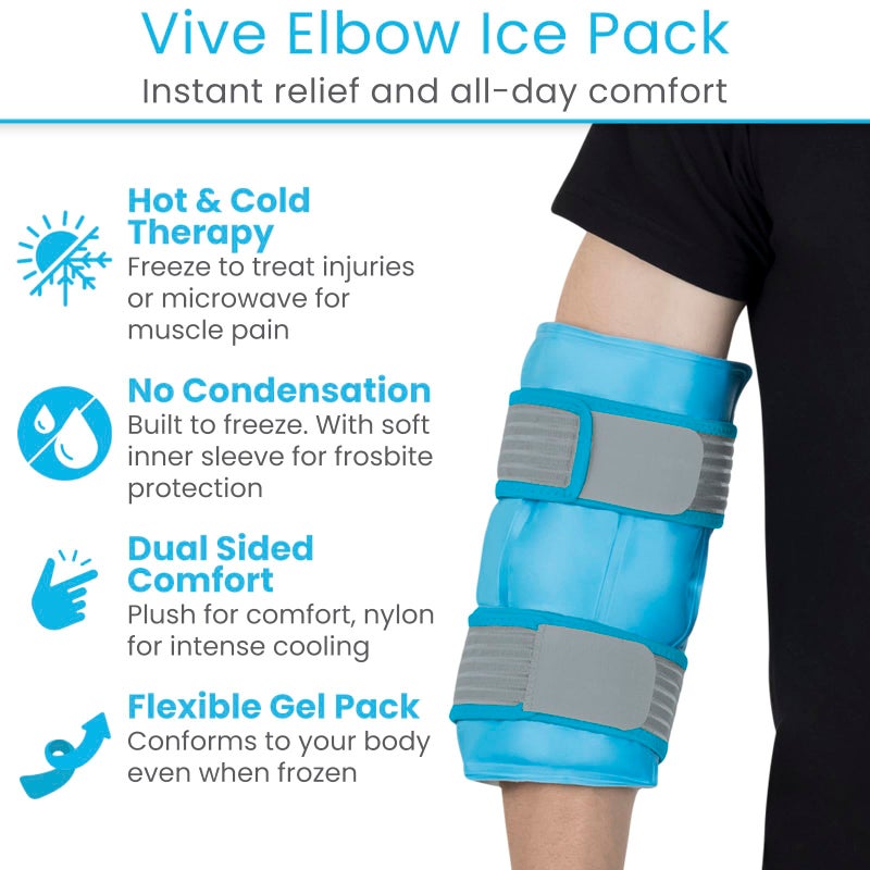 Arctic Flex Elbow Ice Pack Wrap for Tendonitis & Tennis Elbow - Reusable Ice Pack for Elbow with Cold Compression & Adjustable Straps - Sleeve for Injuries & Pain Relief (Blue) - Image 2
