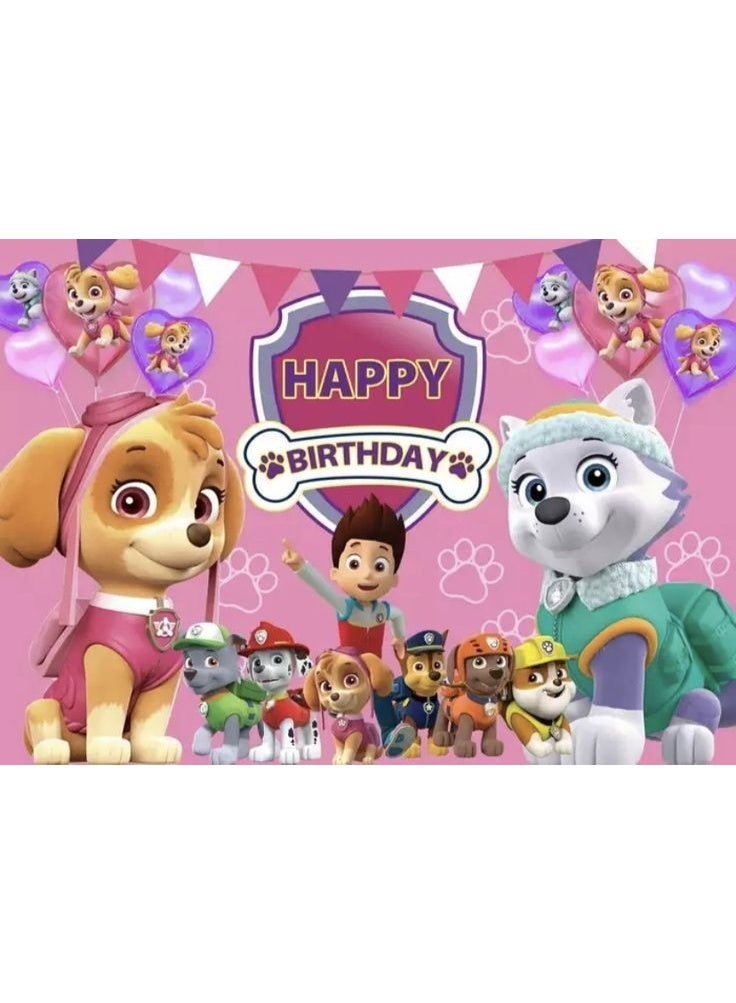 بارتي يمكن استخدام قطعة القماش الجديدة لتصوير صور حفلة عيد ميلاد الأطفال PAW Patrol مع بالونات كبيرة الحجم 150 * 100 سم - Image 2