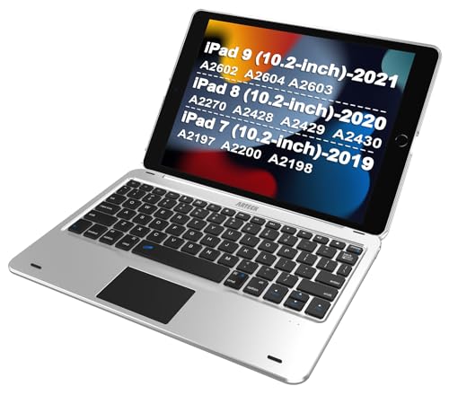 Arteck iPad 9th Gen 10.2-inch 2021 Keyboard Case with Track Pad, Bluetooth Keyboard with Folio Full Protection Case and Touch Pad for Apple 10.2-inch iPad 9, 8, 7 with 130 Degree Swivel Rotating - Image 1