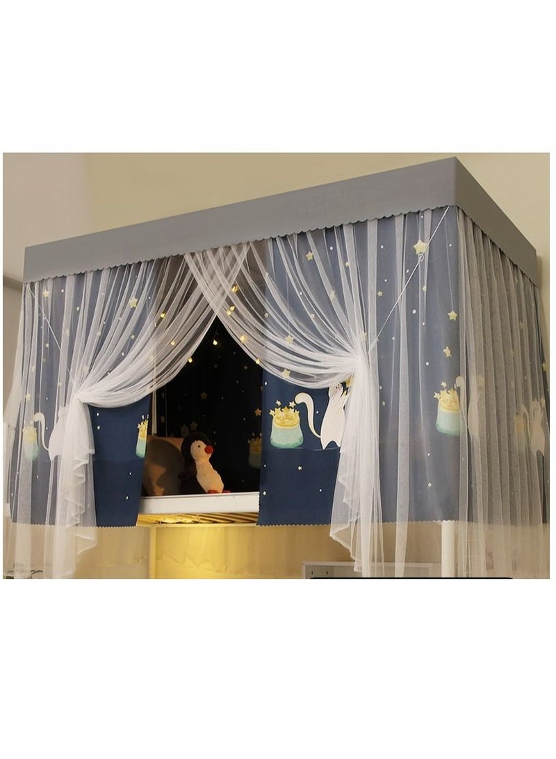 Bluejw Upper Deck Single Bed Curtain Privacy Bed Tent With Stand And Mosquito Net - Image 1
