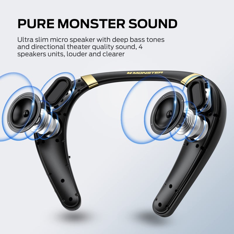 Monster Boomerang Neckband Bluetooth Speaker, Neck Wireless Wearable Speaker with 12H Playtime, True 3D Stereo Sound, Portable Soundwear, IPX7 Waterproof, for Home Sport Outdoor - Image 2