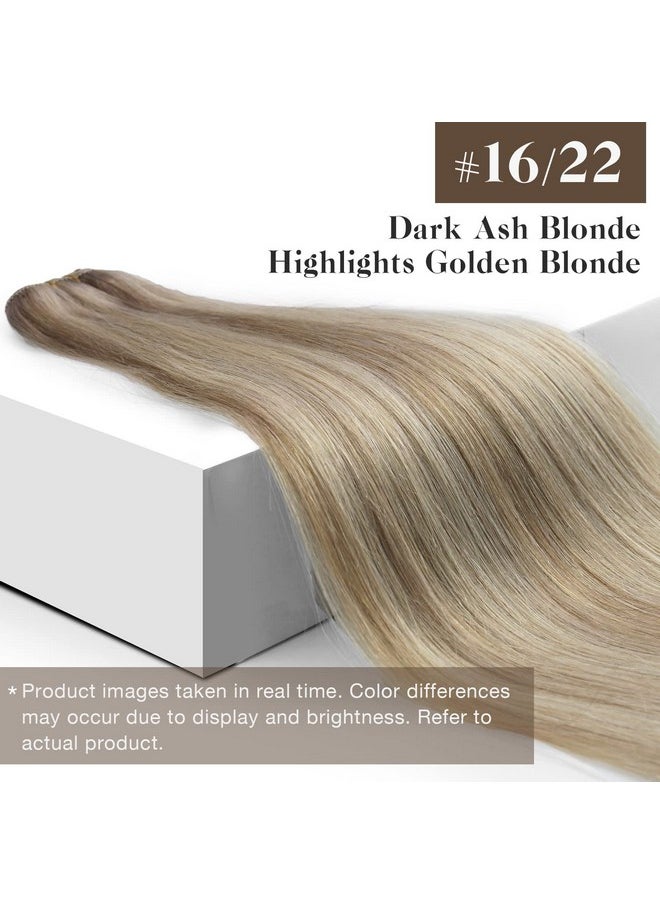 Sunny Hair Sunny Sew In Hair Extensions Blonde Hair Extensions Weft Real Human Hair Dark Ash Blonde Mix Golden Blonde Weft Hair Extensions Human Hair Blonde Sew In Human Hair Extensions For Wedding 18Inch 100G  - Image 2