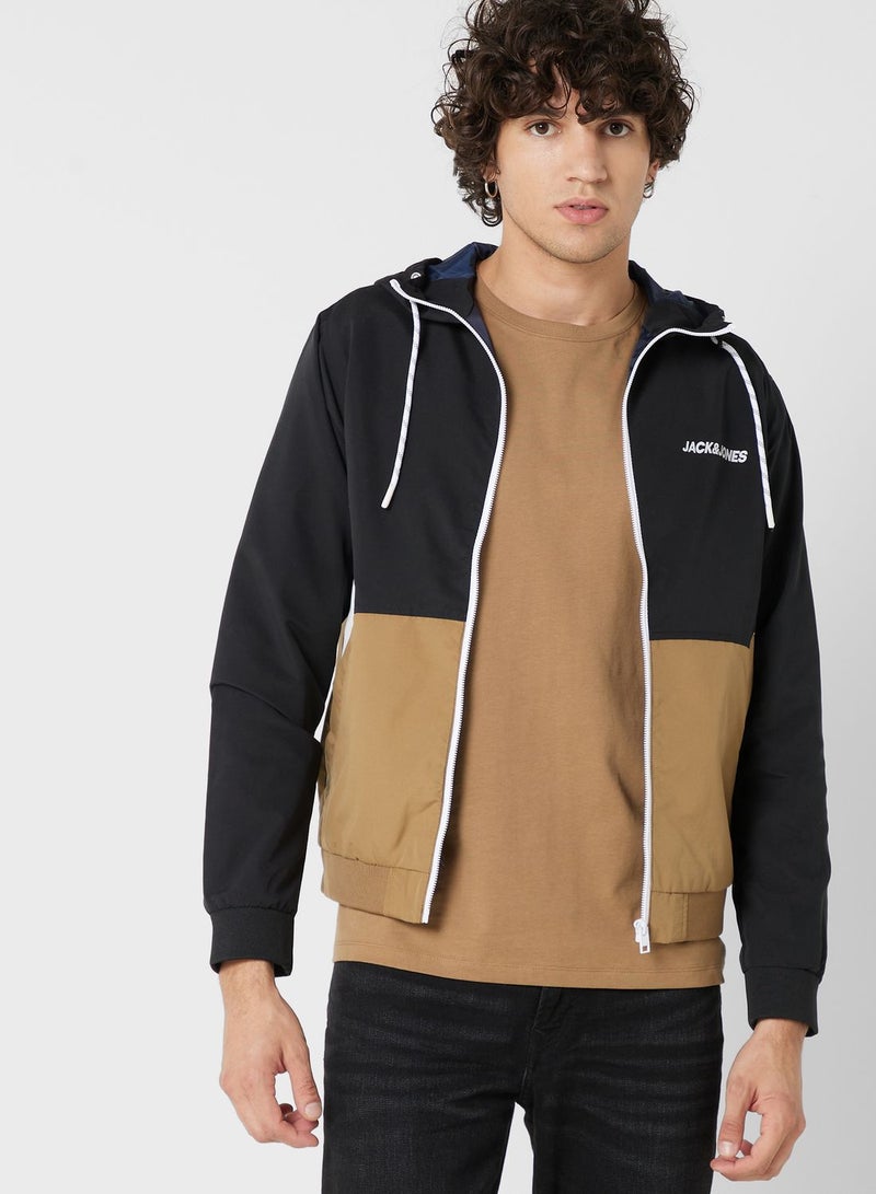 Zippered Hooded Bomber Jacket