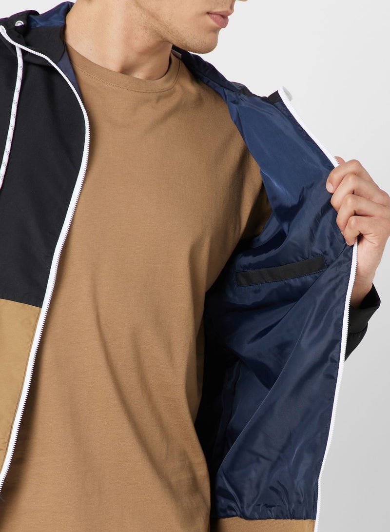Zippered Hooded Bomber Jacket