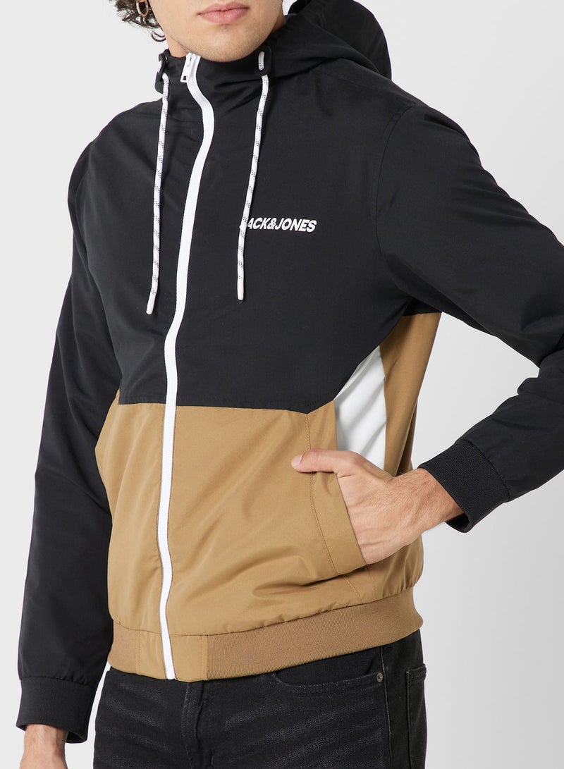 Zippered Hooded Bomber Jacket