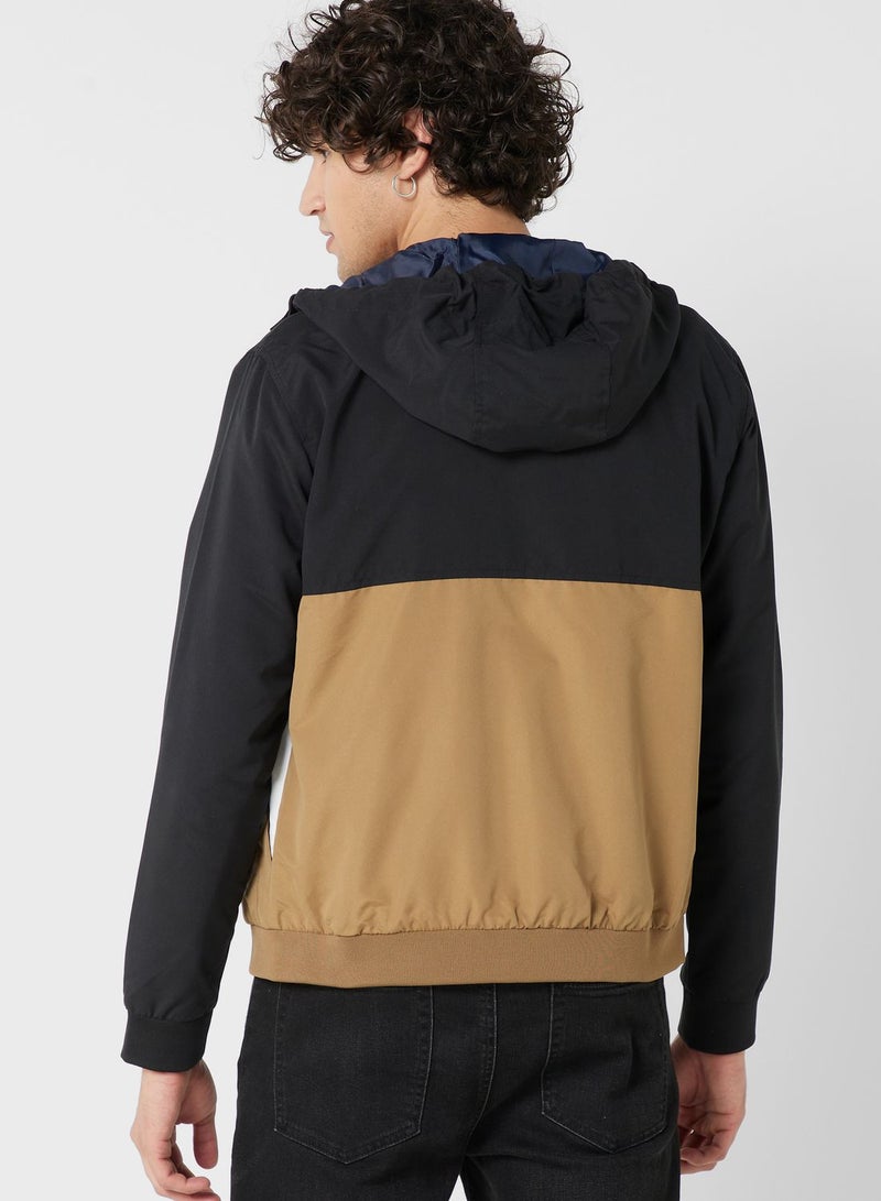 Zippered Hooded Bomber Jacket