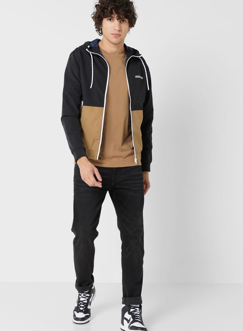 Zippered Hooded Bomber Jacket