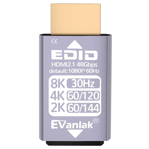 EVanlak HDMI Passthrough EDID Emulator Adapter - Dummy Plug Virtual Monitor Headless Ghost Display, 1080P@60Hz to 8K@30Hz Resolution, 1 Pack - Image 1