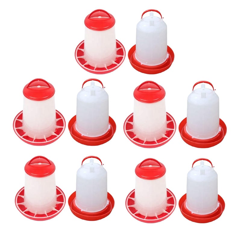 TMW TM&W-Chicken & All Other Plastic Birds Feeder & Drinker Qty- 1.5 KG Feeder= 5Pcs & 1.5 ltr Drinker= 5Pcs= 10Pcs - Image 1