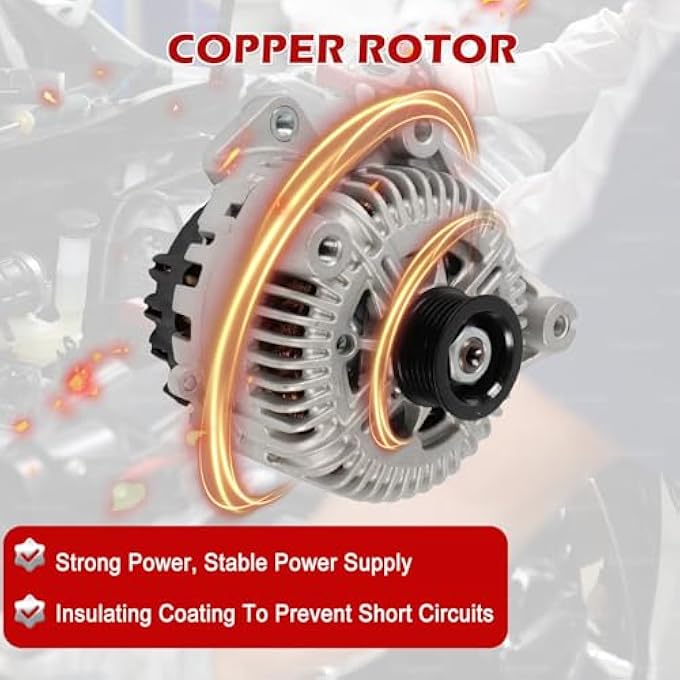 Kessocco 11358N 12317542934 Alternator Replacement for BMW X5 545i 645Ci 650i 745i Alpina B7 12V 180A CW 6 Groove Pulley - Image 4