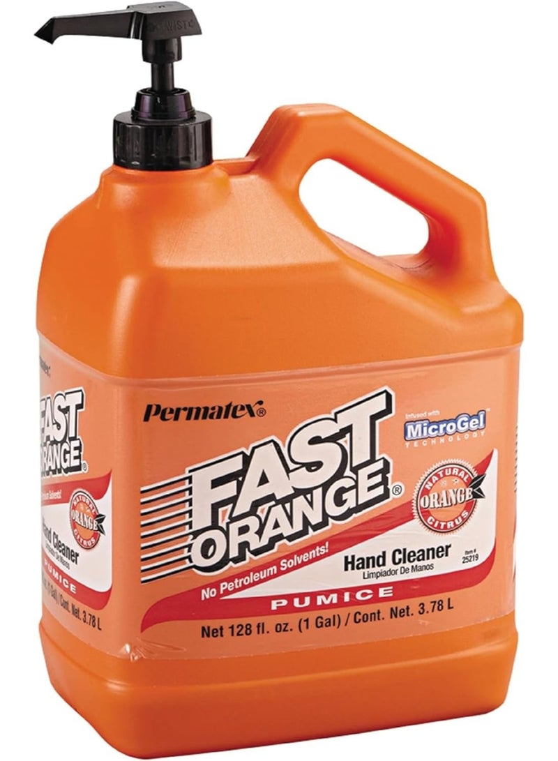 بيرماتكس فاست أورانج بيرماتكس 25219 منظف يدين بلوشن مع حبيبات خفيفة (بوميس) مع مضخة – 128 أونصة سائلة - Image 1