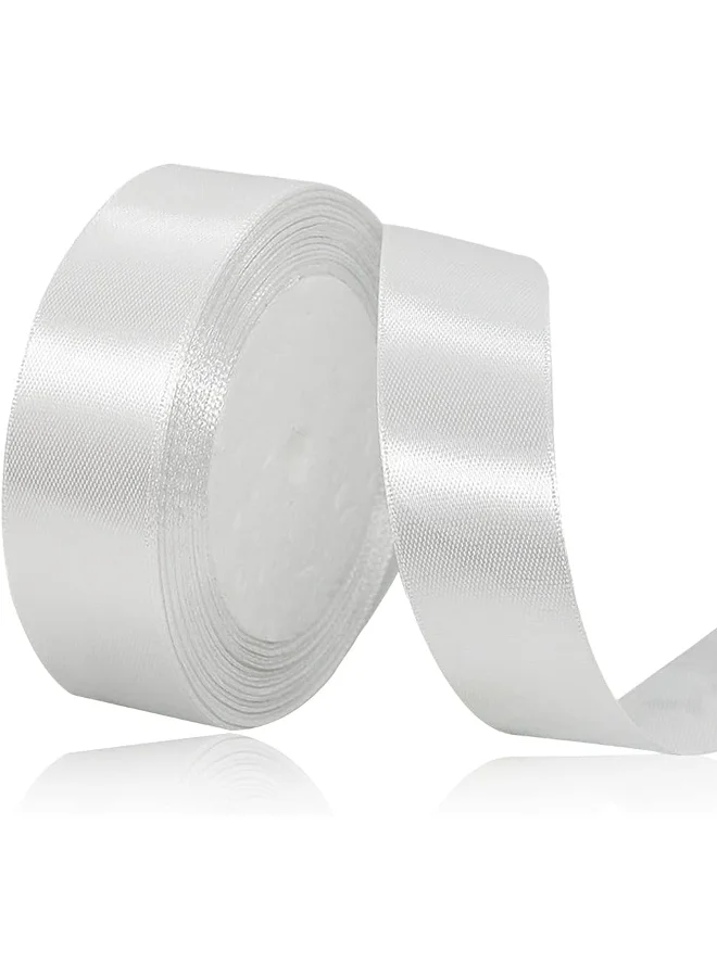 Share the Love Share the love 24mm Satin Ribbon - 25 Yards Length - White - Smooth & Shiny Crafting Ribbon for Gift Wrapping, Decorations, DIY & Sewing