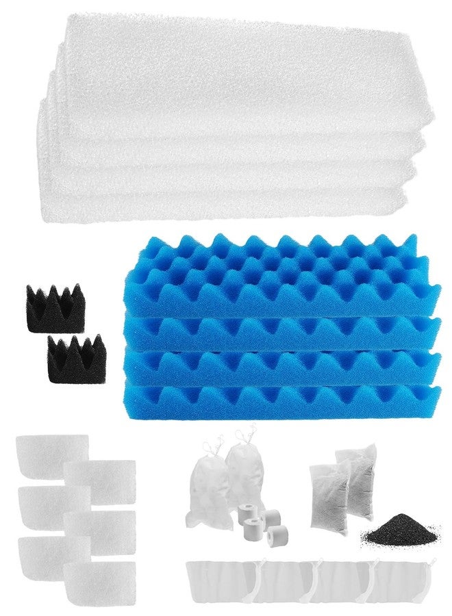 GUXPCH 24 Pack Aquarium Filter Media Kit Fit for 206 207 Canister Filters, Includes Water Polishing Pad, Bio Foam Pad, Foam Blocks, Ceramic Rings, Activated Carbon, Filter Mesh Bag - Image 1