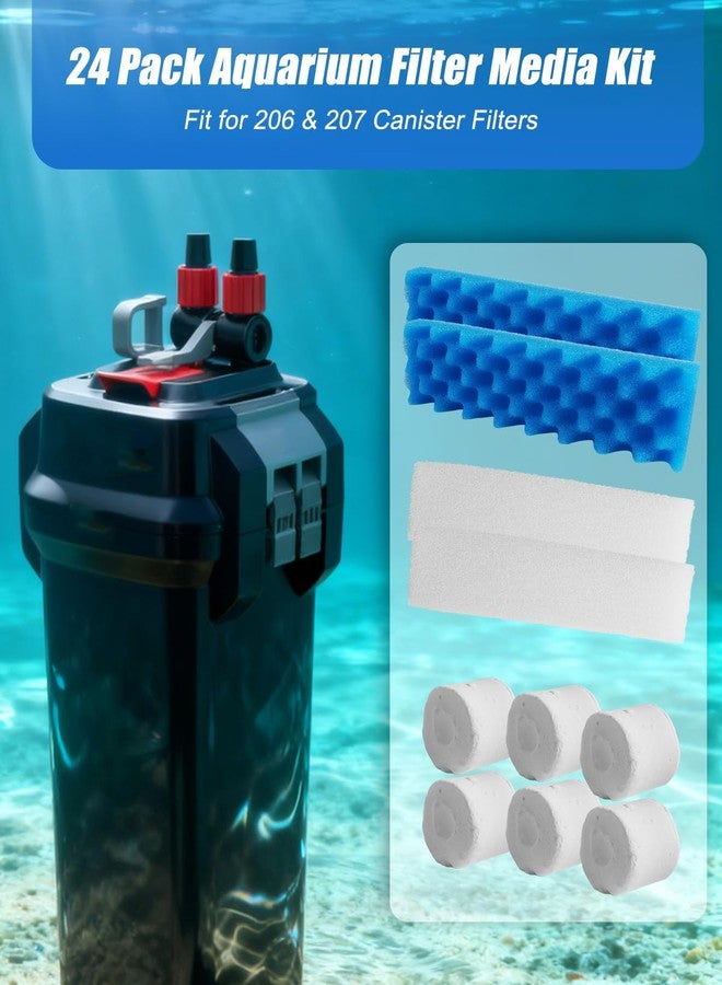GUXPCH 24 Pack Aquarium Filter Media Kit Fit for 206 207 Canister Filters, Includes Water Polishing Pad, Bio Foam Pad, Foam Blocks, Ceramic Rings, Activated Carbon, Filter Mesh Bag - Image 2