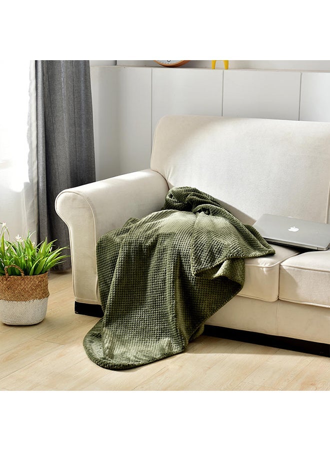 NIBEMINENT Soft Comfortable Knitting Blanket Cotton Green 180x200centimeter - Image 3