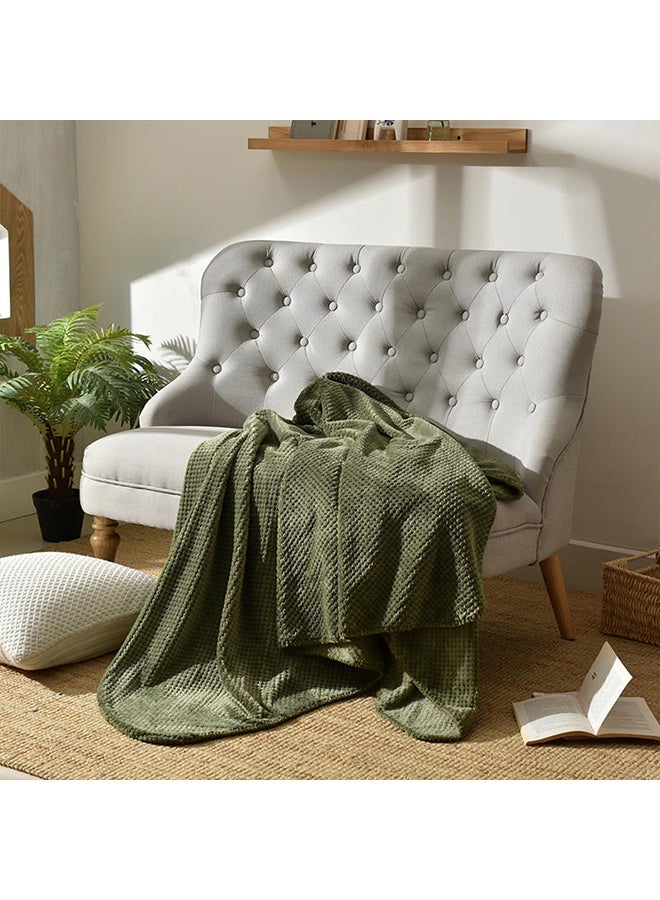 NIBEMINENT Soft Comfortable Knitting Blanket Cotton Green 180x200centimeter - Image 2
