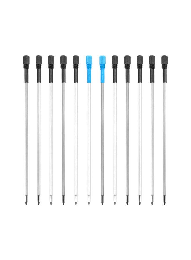 YOUMI Black Ink Refills 4.5Inch Replaceable Ballpoint Pens Refills, 1Mm Medium Point Metal Pen Refill (10Black+2Blue Refill) - Image 1