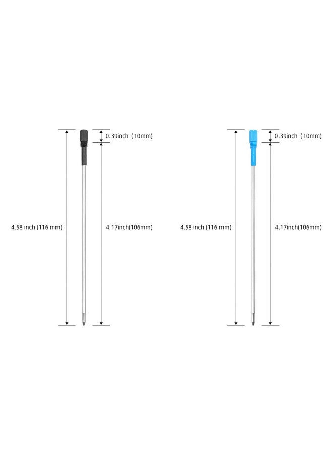 YOUMI Black Ink Refills 4.5Inch Replaceable Ballpoint Pens Refills, 1Mm Medium Point Metal Pen Refill (10Black+2Blue Refill) - Image 2