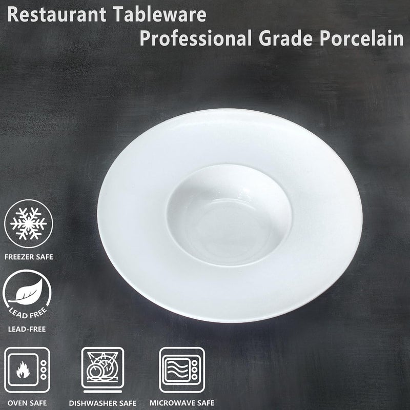jinsongdafa Ceramics Rimmed Soup Bowls 5.1 oz, White 8.5 inch Exquisite small soup plate Set of 4, Pasta plates With Rim is the best choice for hotels, kitchens, fine restaurants and gourmets - Image 3