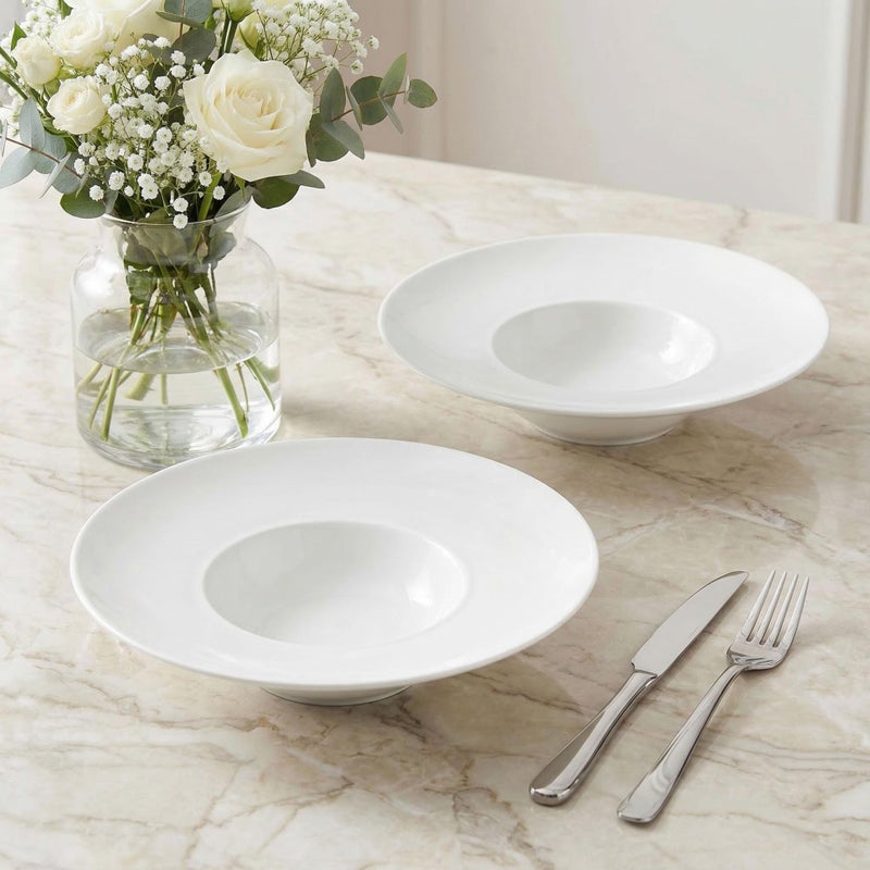 jinsongdafa Ceramics Rimmed Soup Bowls 5.1 oz, White 8.5 inch Exquisite small soup plate Set of 4, Pasta plates With Rim is the best choice for hotels, kitchens, fine restaurants and gourmets - Image 4