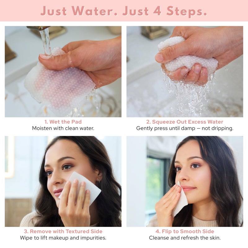 MORA Skincare Water-Activated Dry Cleansing Pads - Alcohol-Free Botanical Makeup Remover - Hand, Body, Face Pads for Women and Men - Portable - Safe for Sensitive Skin - 30 Count - Image 3