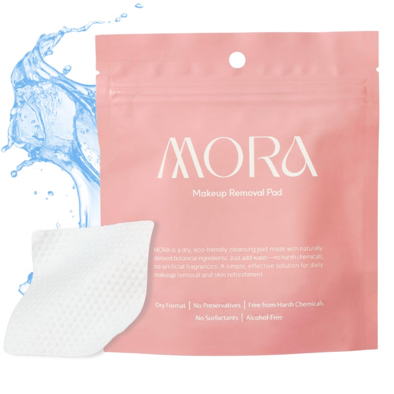 MORA Skincare Water-Activated Dry Cleansing Pads - Alcohol-Free Botanical Makeup Remover - Hand, Body, Face Pads for Women and Men - Portable - Safe for Sensitive Skin - 30 Count - Image 1