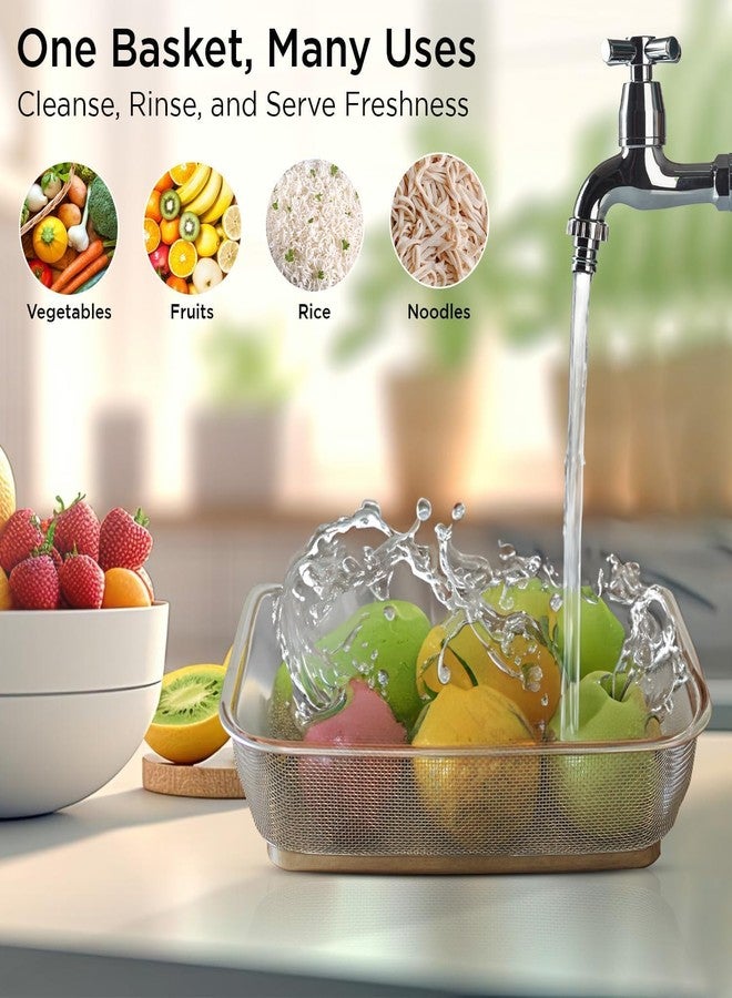PRAMANTA Fine Mesh Stainless Steel Basket – Pasta, Noodles, Vegetables, Fruit Washing Kitchen Organizer Sink Colander (1Pcs) - Image 5