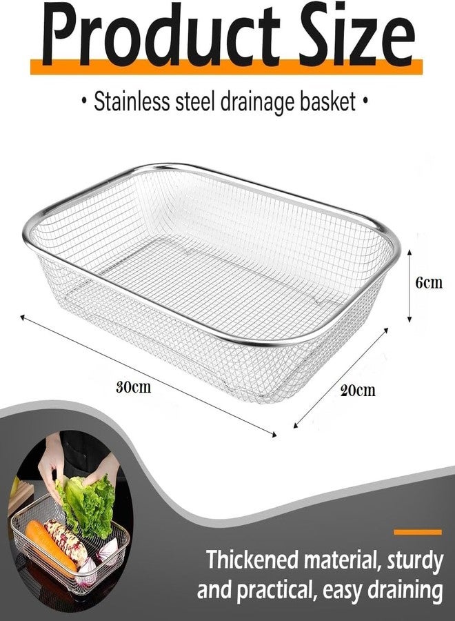 PRAMANTA Fine Mesh Stainless Steel Basket – Pasta, Noodles, Vegetables, Fruit Washing Kitchen Organizer Sink Colander (1Pcs) - Image 2