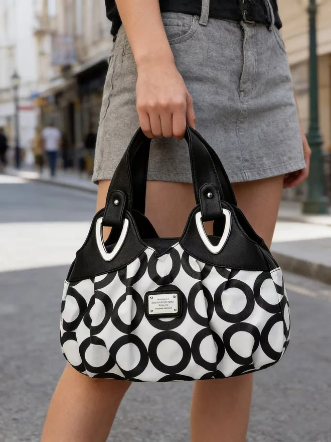 Take Two  Printed Dual Handle Zip Closure Handbag for Women | Best Price UAE