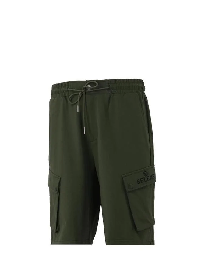 Selene Olive Men Cotton Cargo Shorts with Drawstring for Men | Best Price UAE