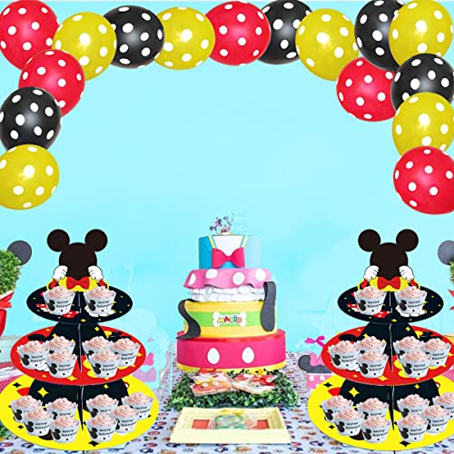 OULUN Large 3-Tier Mickey Minnie Cupcake Stand 12Inch Cardboard Cupcake Tray for Wedding Birthday Baby Shower Mickey Minnie Birthday Party Supplies - Image 3