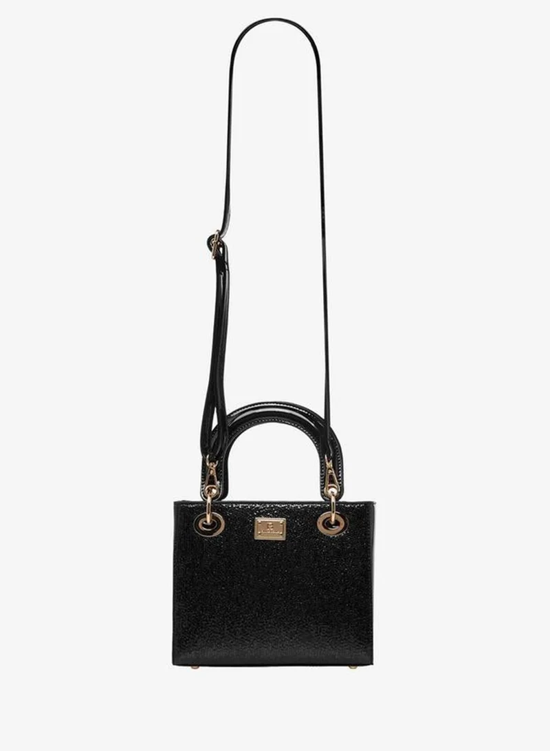 Flora Bella By Shoexpress BLACK Textured Tote Bag with Double Handles and Detachable Shoulder Strap for Women | Best Price UAE