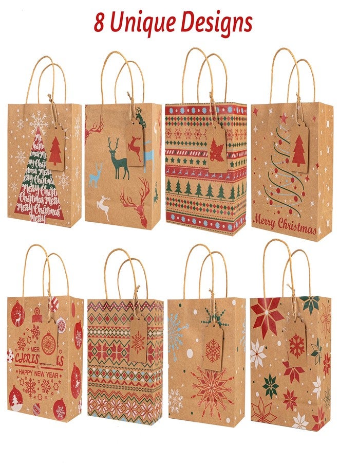 Kiddokids 48 Christmas Gift Bags 7" x 8.65" x 3.15", Kraft Holiday Wrapping with Tissue Papers, 48 Gift Tags for Xmas Exchange, Party Favors Goodie Bags, Christmas Gift Box Packaging, Decor - Image 2