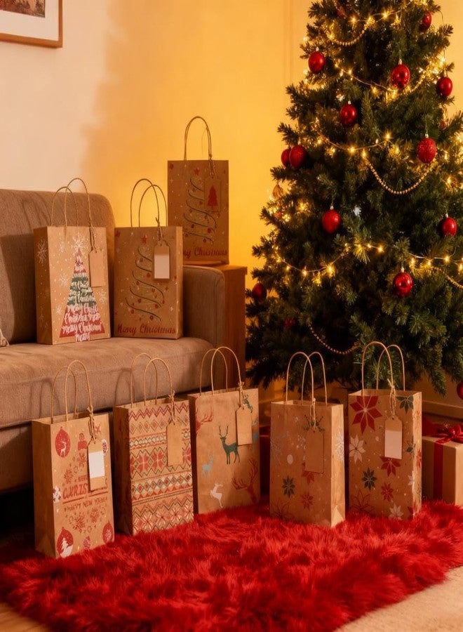 Kiddokids 48 Christmas Gift Bags 7" x 8.65" x 3.15", Kraft Holiday Wrapping with Tissue Papers, 48 Gift Tags for Xmas Exchange, Party Favors Goodie Bags, Christmas Gift Box Packaging, Decor - Image 4
