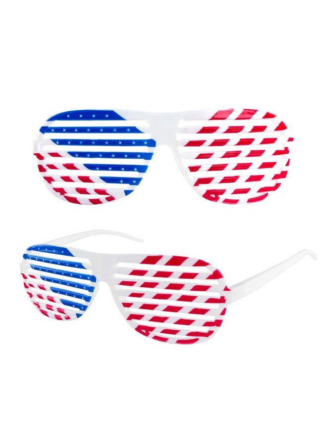 Super Z Outlet American Flag USA Patriotic Design Plastic Shutter Glasses Shades Sunglasses Eyewear for Party Props, Decoration (12 Pairs)  - Image 2