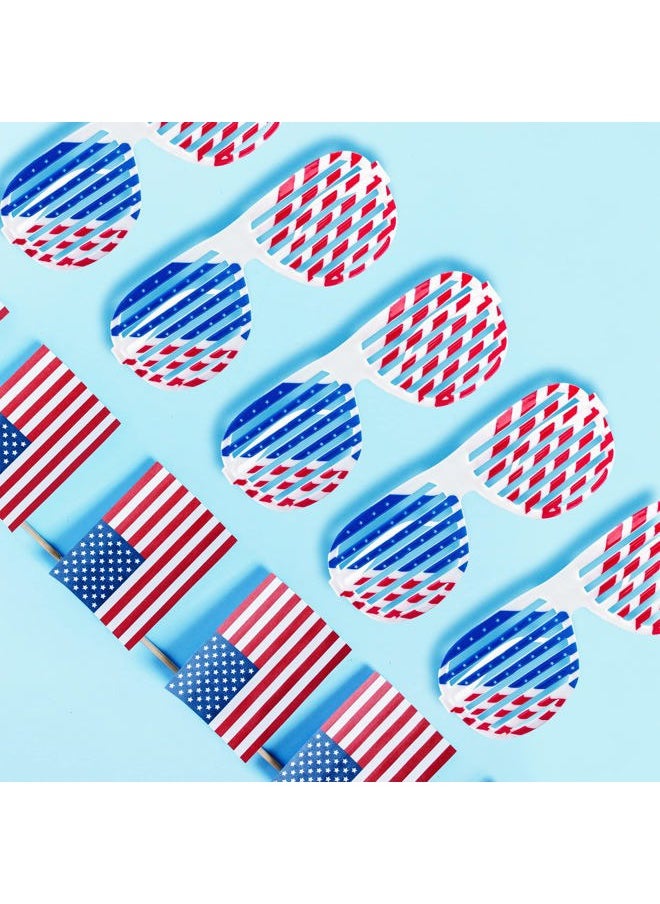 Super Z Outlet American Flag USA Patriotic Design Plastic Shutter Glasses Shades Sunglasses Eyewear for Party Props, Decoration (12 Pairs)  - Image 4