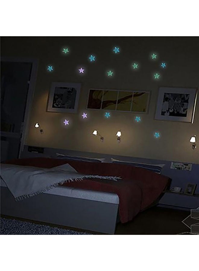 NIBEMINENT 100-Piece Bedroom Fluorescent 3D Glow Luminous Stars Wall Stickers Yellow - Image 4