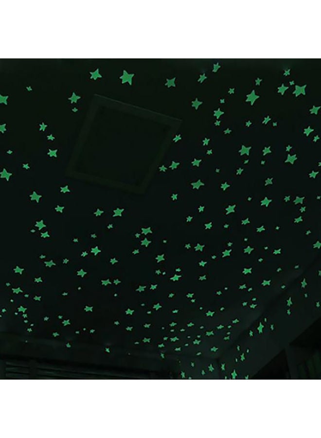 NIBEMINENT 100-Piece Bedroom Fluorescent 3D Glow Luminous Stars Wall Stickers Yellow - Image 3