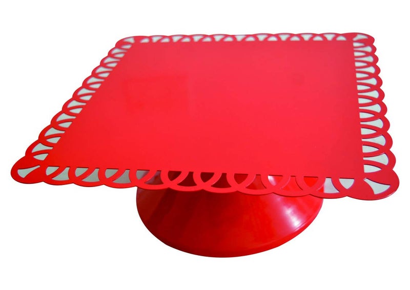 Champs Metal Bird Square Cake Stand Red