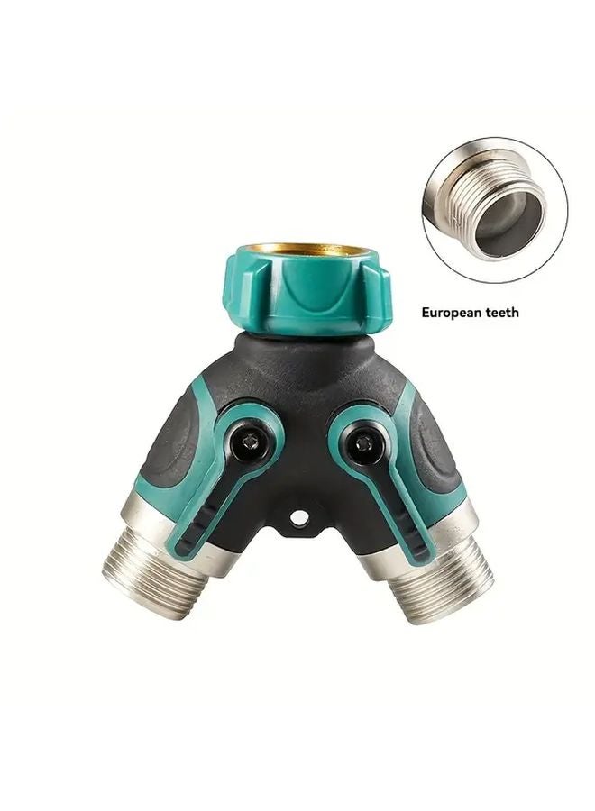 1 قطعة مقسم خرطوم على شكل Y ثقيل المقاوم، موصل ثنائي الاتجاه، مقاوم للتسرب، من سبيكة الزنك، لغسيل الحديقة والسيارة - Image 1