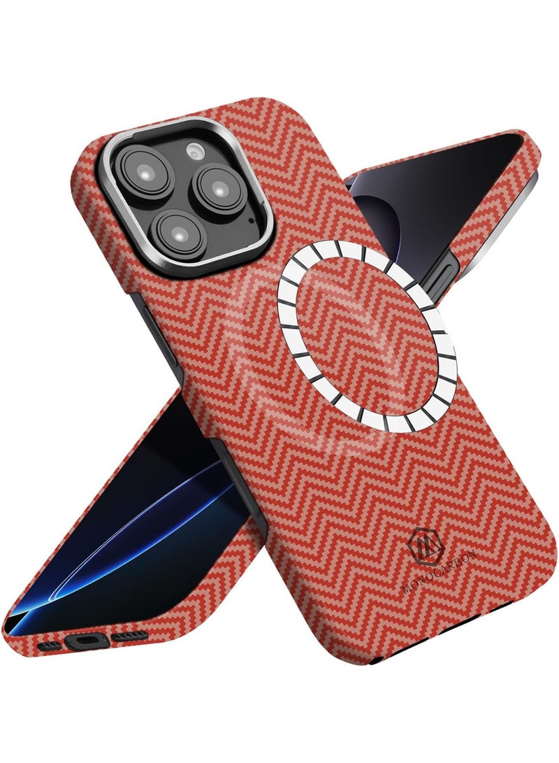 MONOCARBON Real Aramid Fiber MagSafe iPhone 16 Pro MAX Case Cover [ULTRA SLIM] Lightweight Anti-Scratch - Matte Orange Gold - Image 1