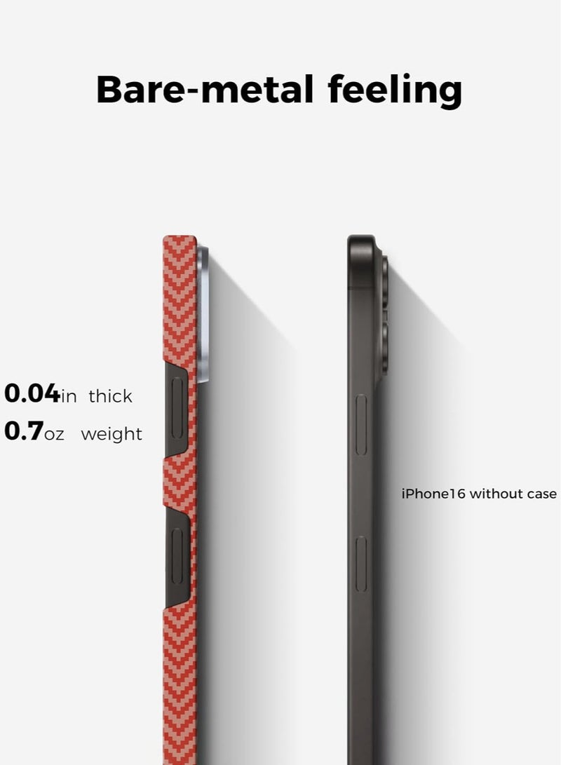 MONOCARBON Real Aramid Fiber MagSafe iPhone 16 Pro MAX Case Cover [ULTRA SLIM] Lightweight Anti-Scratch - Matte Orange Gold - Image 5