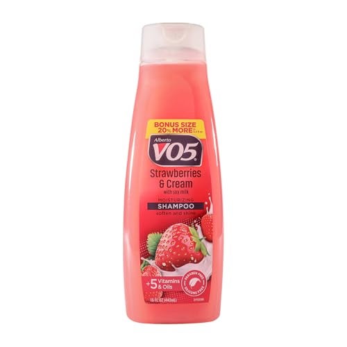 Alberto VO5 Moisture Milks Moisturizing Shampoo - Hydrating Shampoo with Soy Milk - 5 Oils and Vitamins - Strawberries and Cream Scent - 15 oz - Image 1