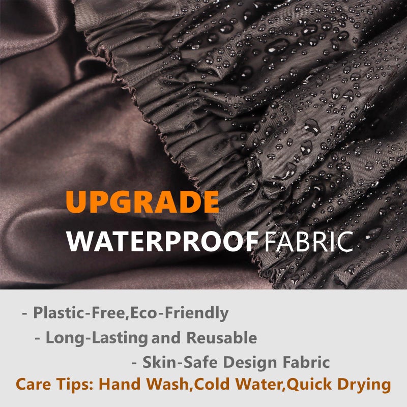 Himoswis Adjustable Shower Caps for Men Women Reusable Waterproof Satin Lining Large Shower Cap for Long Hair Braids Curly Hair (L,Black/Black) - Image 3