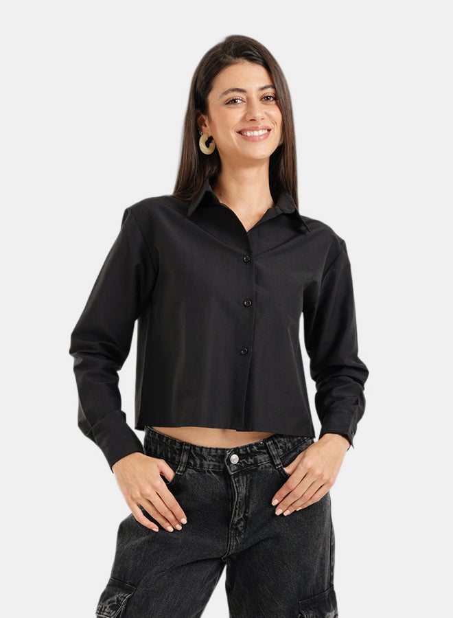 Carina Cropped Button-Up Shirt - Image 1